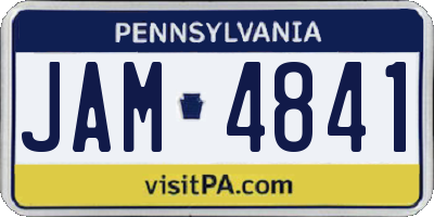 PA license plate JAM4841