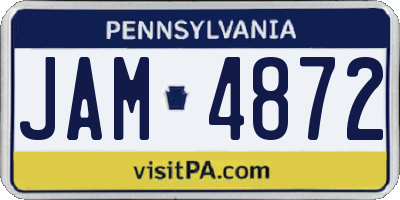 PA license plate JAM4872