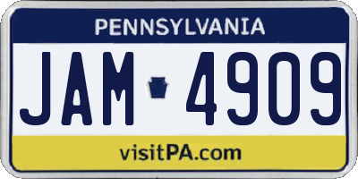 PA license plate JAM4909