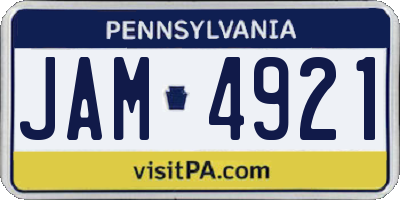 PA license plate JAM4921