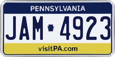 PA license plate JAM4923