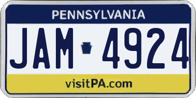 PA license plate JAM4924