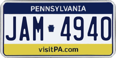 PA license plate JAM4940