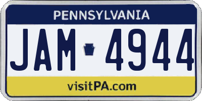 PA license plate JAM4944