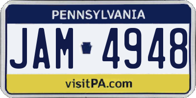 PA license plate JAM4948