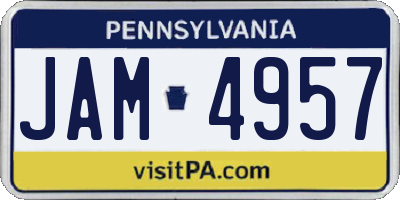 PA license plate JAM4957