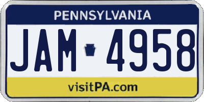 PA license plate JAM4958