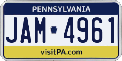 PA license plate JAM4961