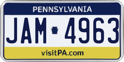 PA license plate JAM4963