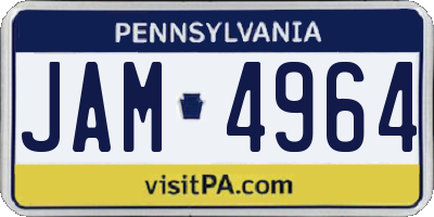 PA license plate JAM4964