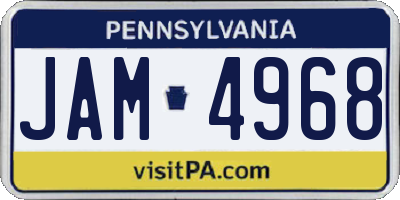 PA license plate JAM4968