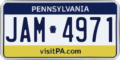 PA license plate JAM4971