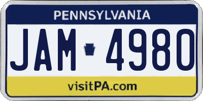 PA license plate JAM4980