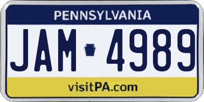 PA license plate JAM4989