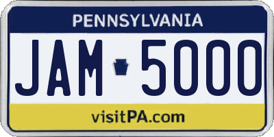 PA license plate JAM5000