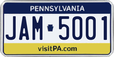 PA license plate JAM5001