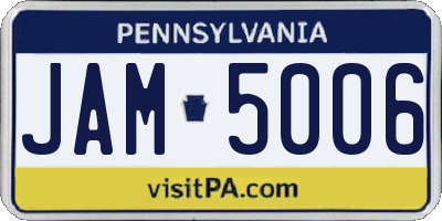 PA license plate JAM5006