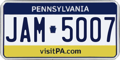PA license plate JAM5007