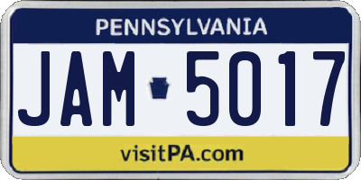 PA license plate JAM5017