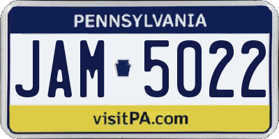 PA license plate JAM5022