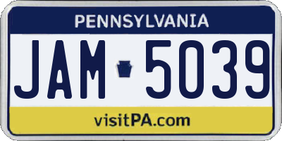 PA license plate JAM5039