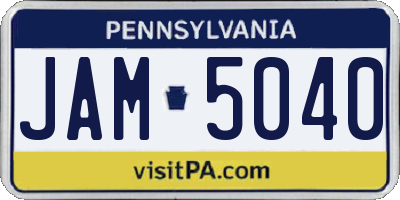 PA license plate JAM5040