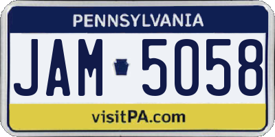 PA license plate JAM5058
