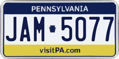 PA license plate JAM5077