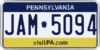 PA license plate JAM5094