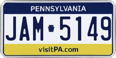 PA license plate JAM5149
