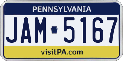 PA license plate JAM5167