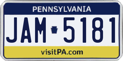 PA license plate JAM5181