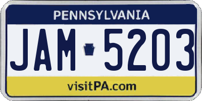 PA license plate JAM5203