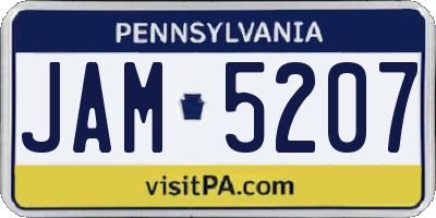 PA license plate JAM5207