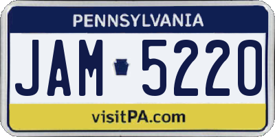 PA license plate JAM5220