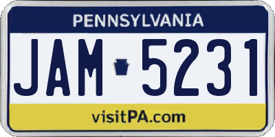 PA license plate JAM5231