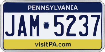 PA license plate JAM5237