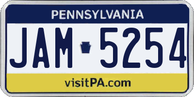 PA license plate JAM5254