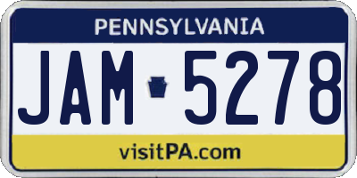 PA license plate JAM5278