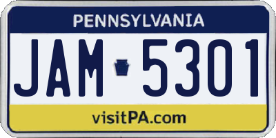 PA license plate JAM5301