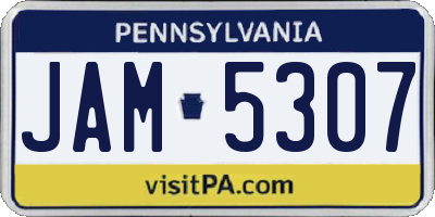 PA license plate JAM5307