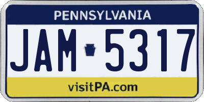 PA license plate JAM5317