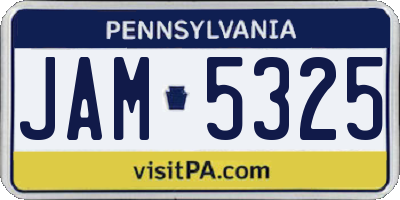 PA license plate JAM5325