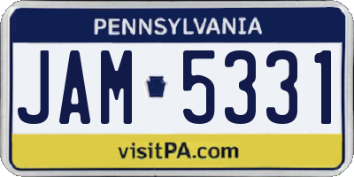 PA license plate JAM5331