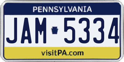 PA license plate JAM5334