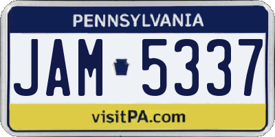 PA license plate JAM5337