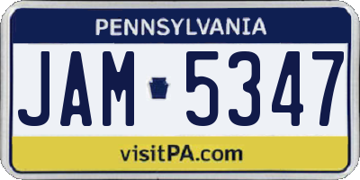 PA license plate JAM5347
