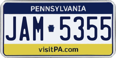 PA license plate JAM5355