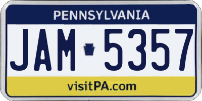 PA license plate JAM5357