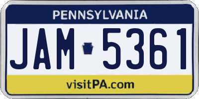 PA license plate JAM5361